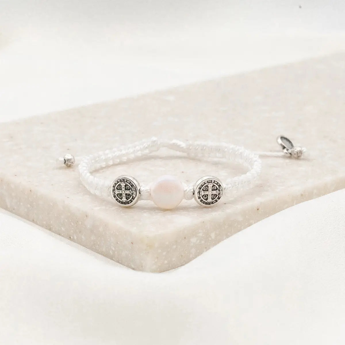 My Saint My Hero - First Holy Communion Pearl Bracelet (Silver)