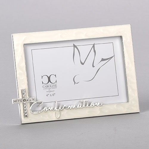 4.75"H CONFIRMATION FRAME 4X6 RHINESTONE CROSS