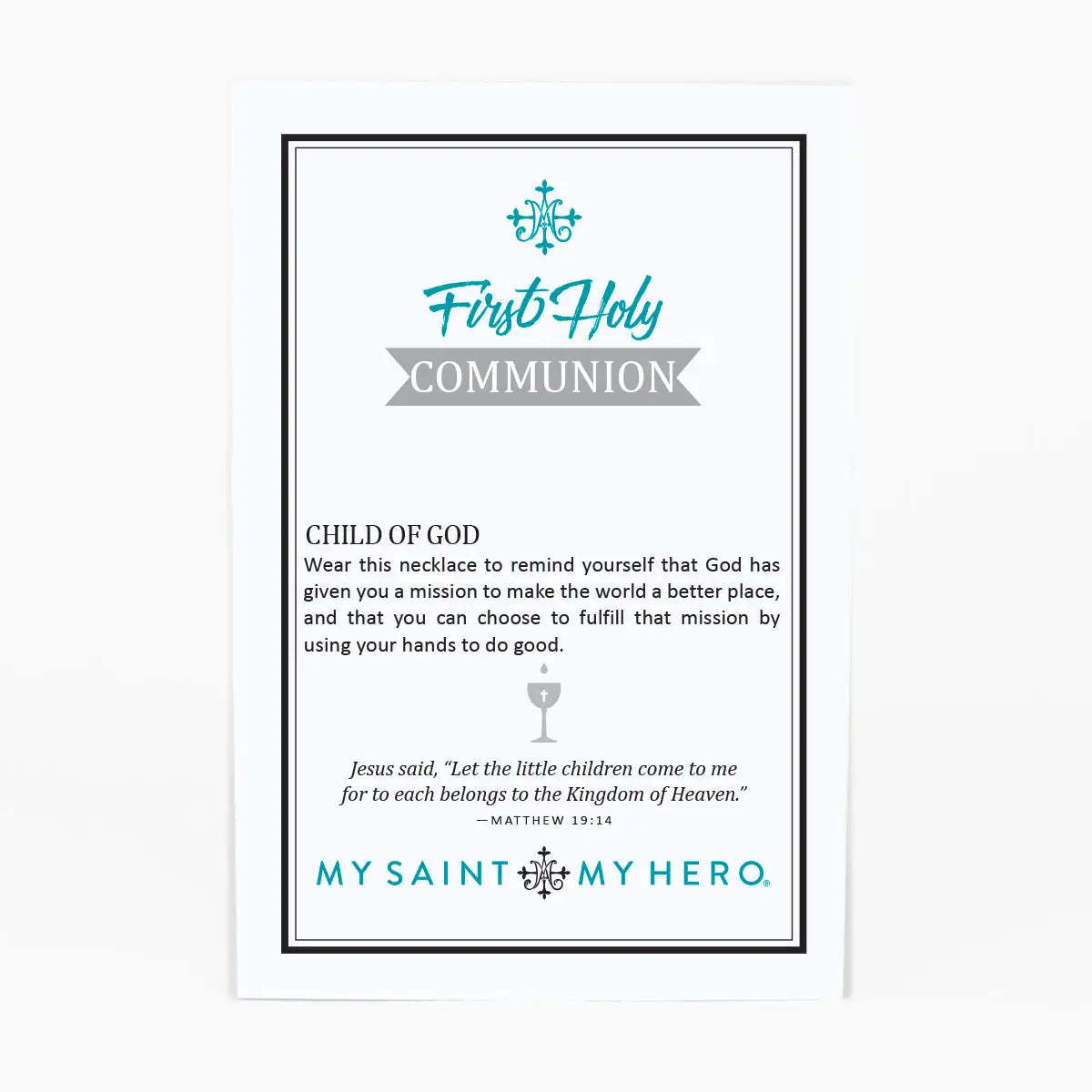 My Saint My Hero - First Holy Communion Necklace - Silver