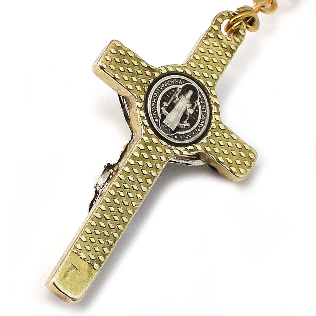 GHIRELLI - SAINT BENEDICT ROSARY WITH BLACK ITALIAN WOOD & GOLD