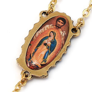 Our Lady of Guadalupe & Saint Juan Diego Gold Rosebud Rosary