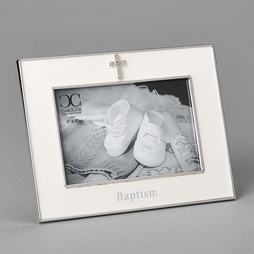 6"H BAPTISM FRAME 4X6 W/CROSS CAROLINE COLLECTION