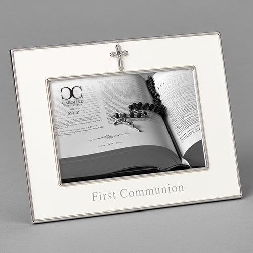 6"H COMMUNION FRAME 4X6 W/CROSS, CAROLINE COLLECTION