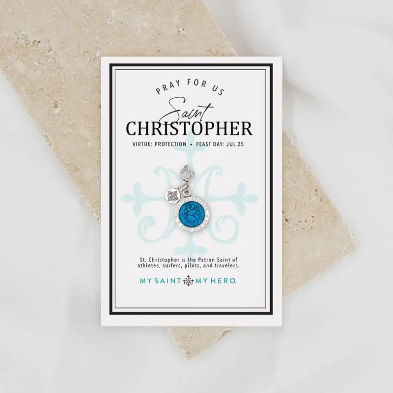 My Hero My Saint - Saint Christopher Charm (Large, Silver)
