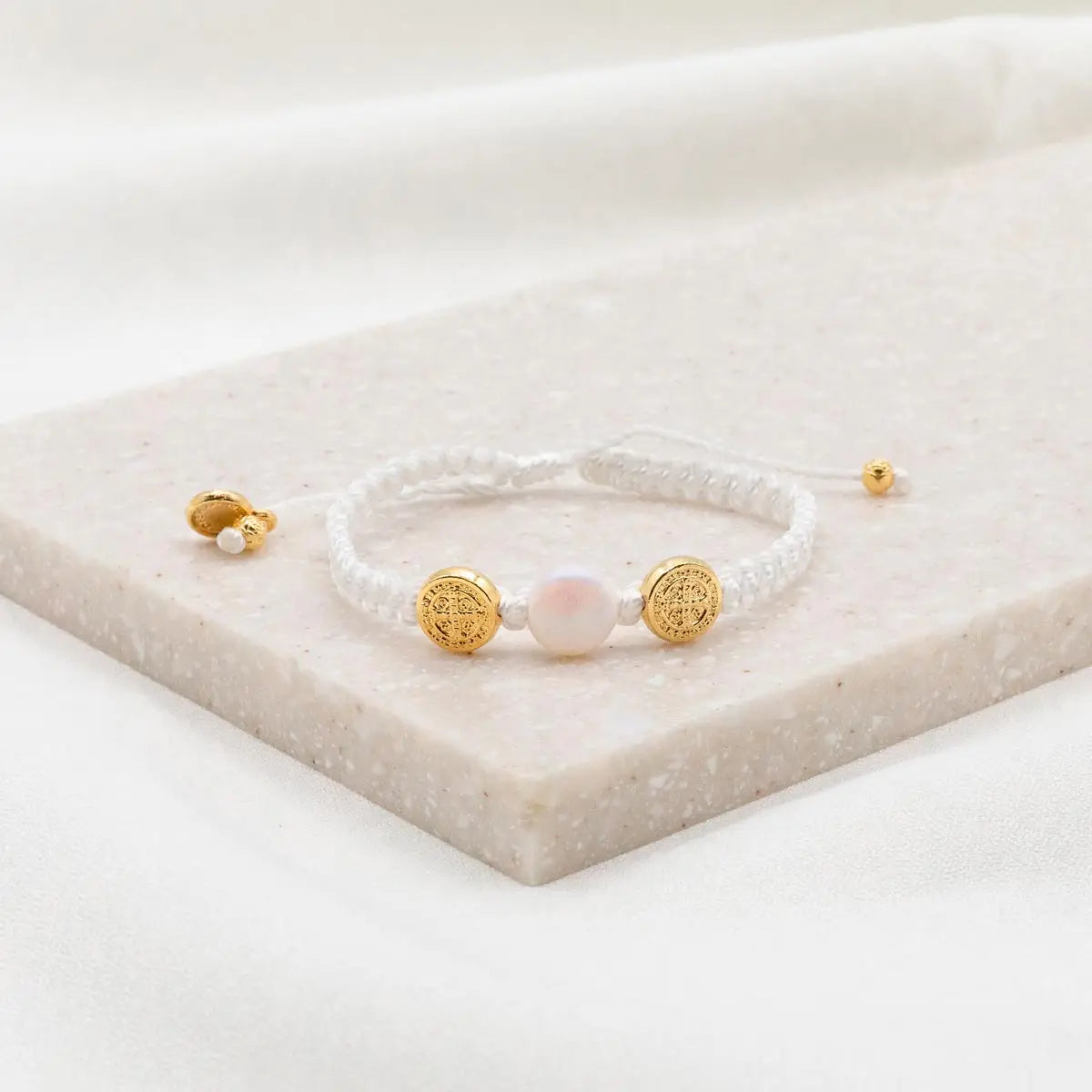 My Saint My Hero - First Holy Communion Pearl Bracelet (Gold)