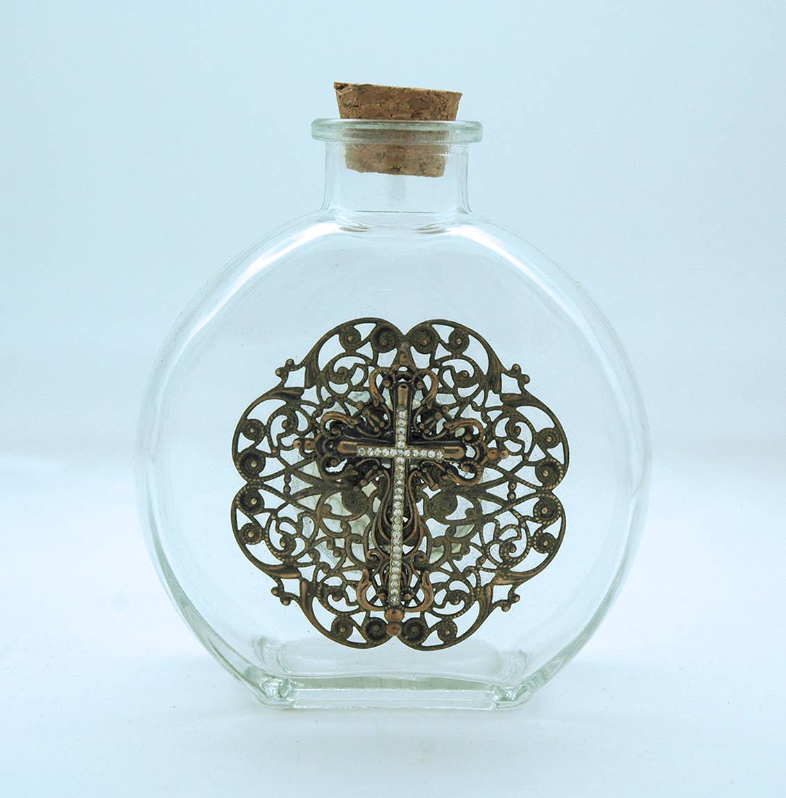 Cross w/ Swarovski Crystals Holy Water Bottle