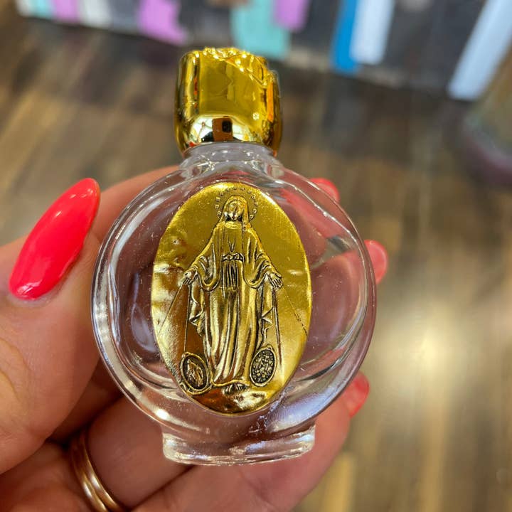 Our Lady of Grace 2 - Glass Holy Water Bottle