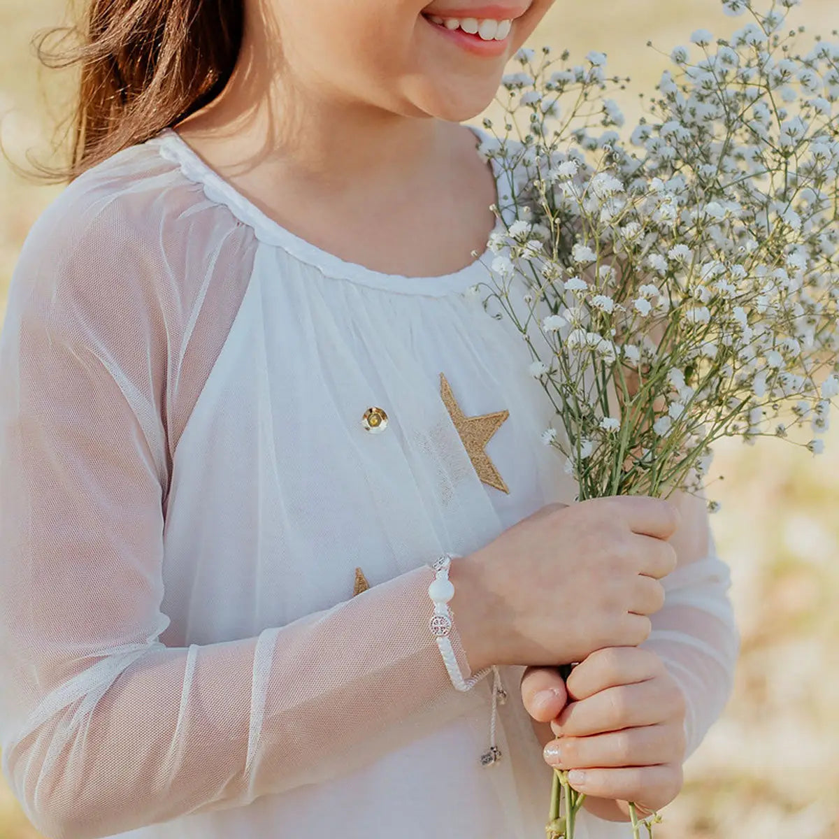 My Saint My Hero - First Holy Communion Pearl Bracelet (Silver)
