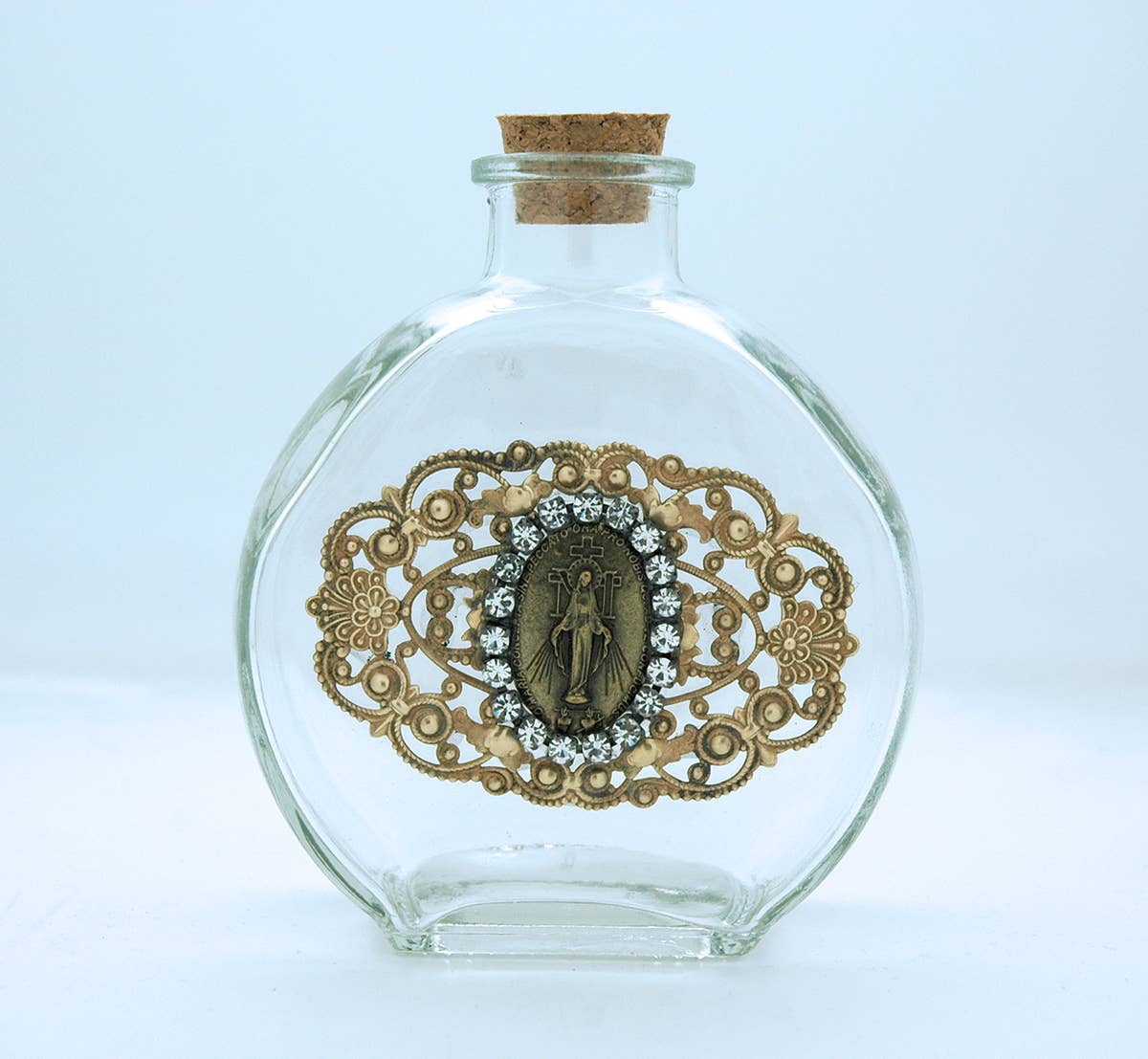 Blessed Mother w/ Clear Swarovski Crystals Holy Water Bottle