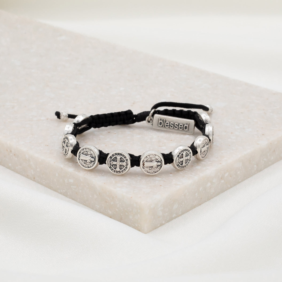 My Saint My Hero - Benedictine Blessing Bracelet (Silver and Black)