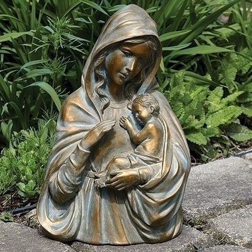 14.25"H BRONZE MADONNA & CHILD STATUE