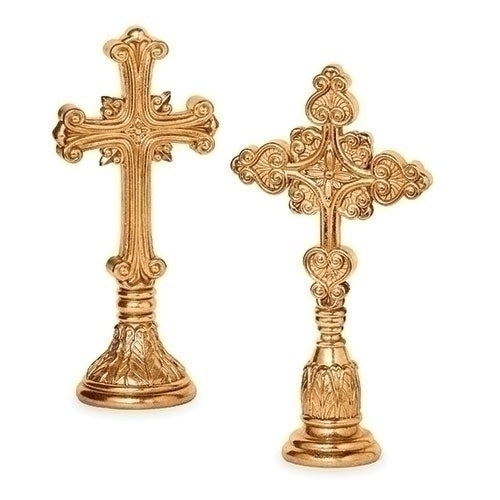 12"H GOLD CROSS ON STAND (TWO STYLES TO CHOOSE FROM)