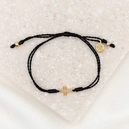 My Saint My Hero - Filled by Faith Bracelet (Black and Gold)