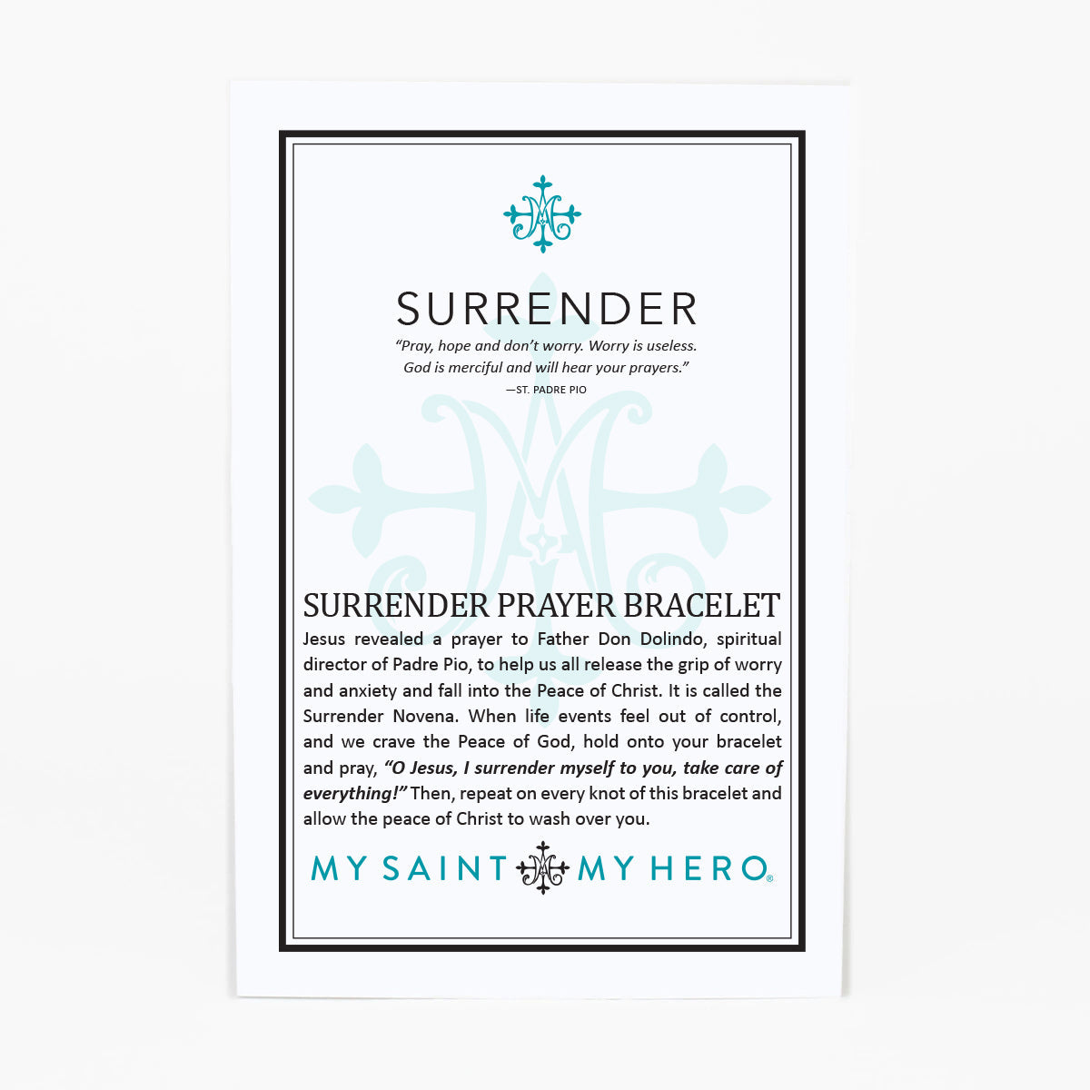 My Saint My Hero - Surrender Prayer Bracelet (Black and Silver)