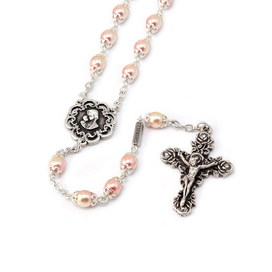 GHIRELLI - MARY'S MOTHERLY LOVE COLLECTION BLUSH PEARL ROSES ROSARY