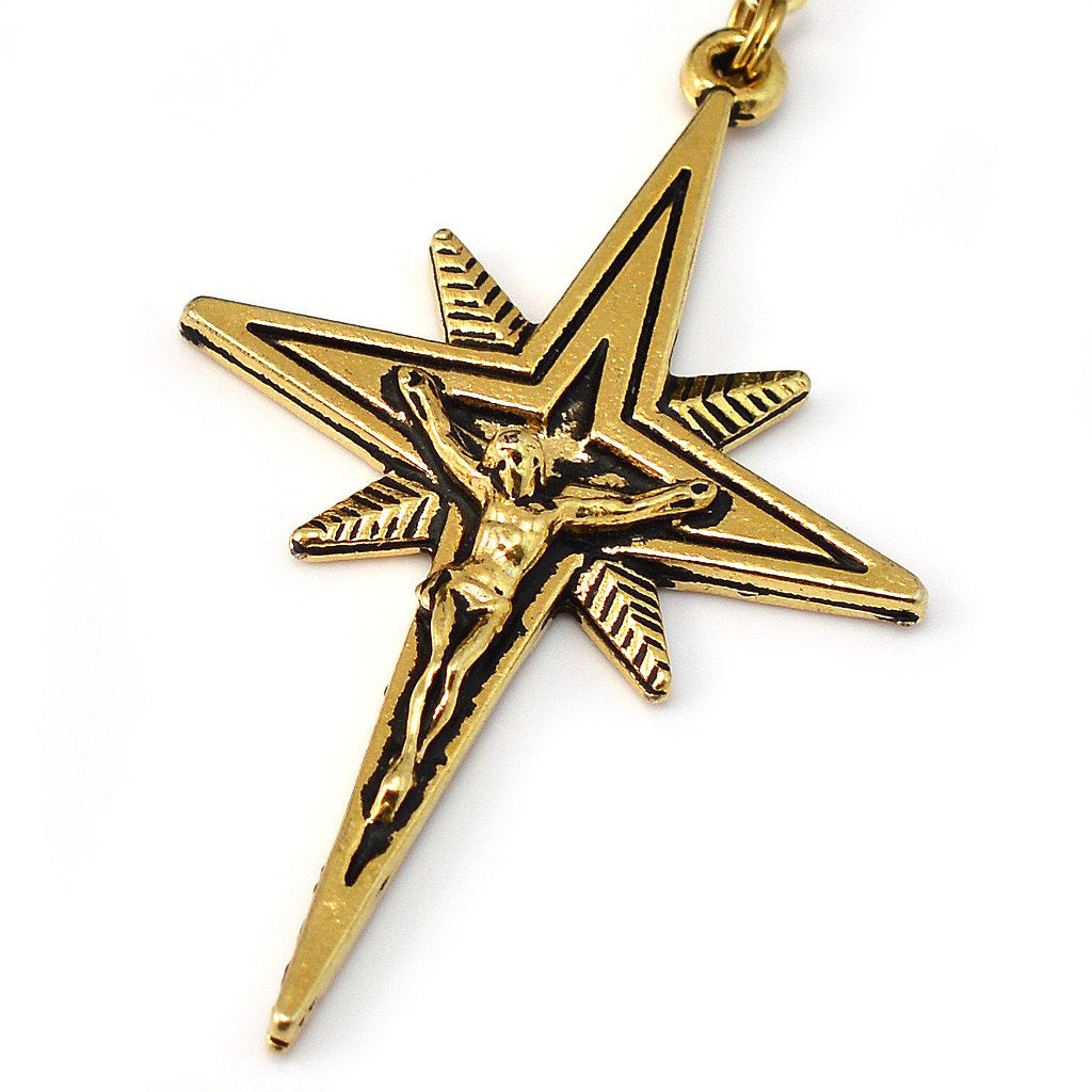 GHIRELLI - HOLY CHRISTMAS NATIVITY STAR GOLD ROSARY