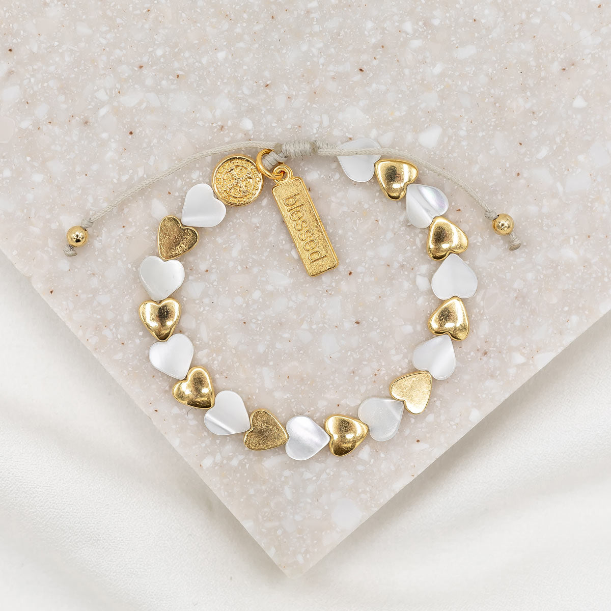 My Saint My Hero - Sisters of the Heart Bracelet (Gold Mother of Pearl)