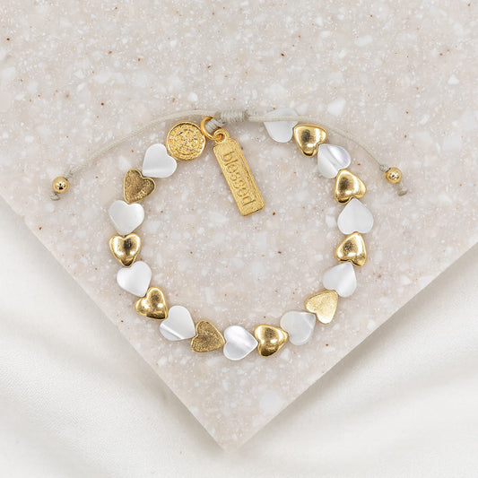 My Saint My Hero - Sisters of the Heart Bracelet (Gold Mother of Pearl)