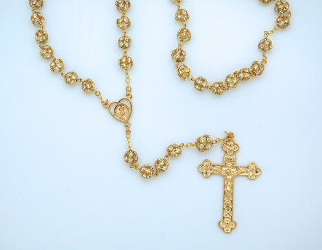 Gold and Crystals Rosary from Fatima Regular