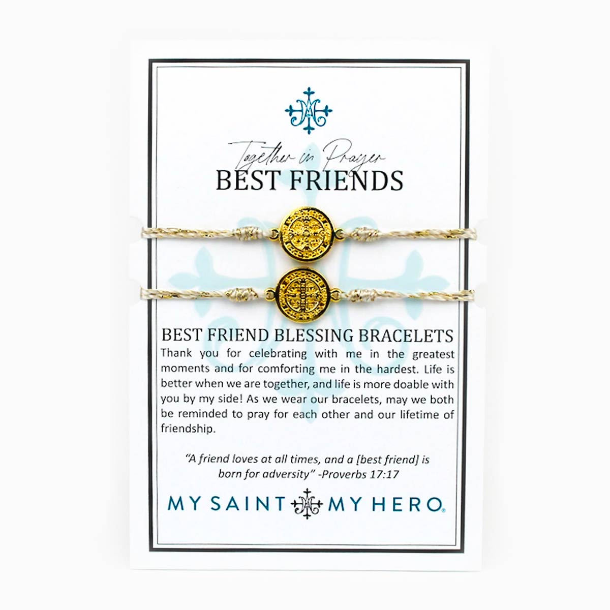 My Saint My Hero - Best Friends Blessing Bracelet Set (Gold)