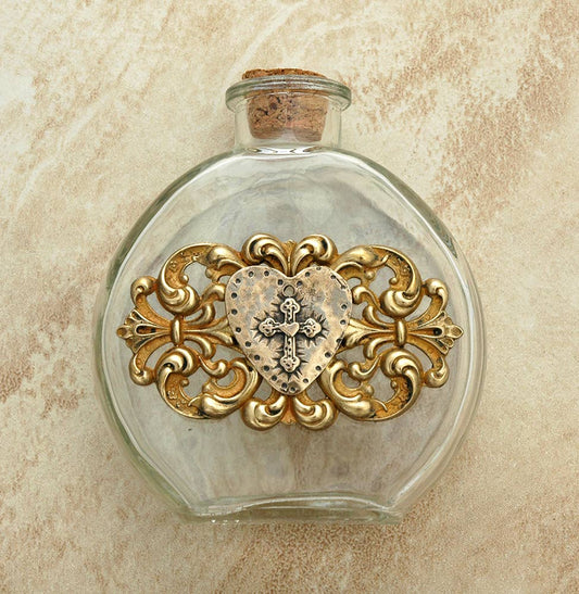 Vintage Heart-Shaped Holy Water Bottle - VHWB12