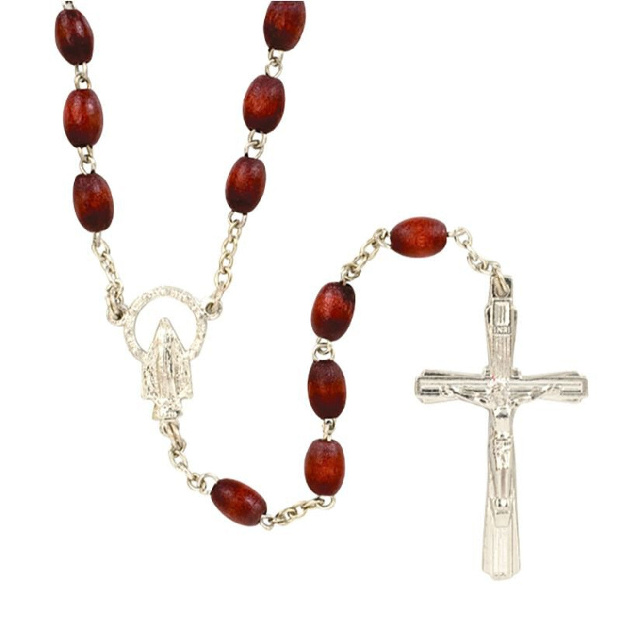 Brown Wood Oval Rosary