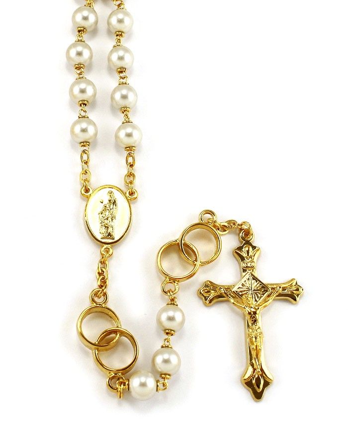 Glass Pearl Bride's Rosary from Fatima