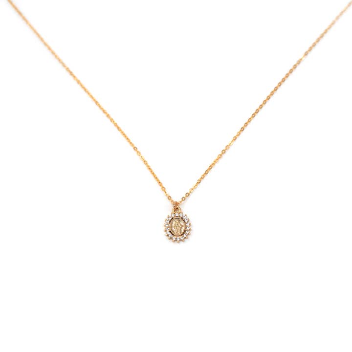 Mini CZ Mary Coin Necklace