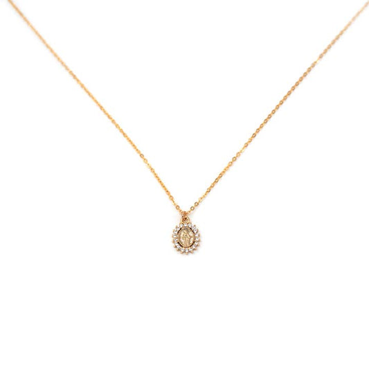 Mini CZ Mary Coin Necklace