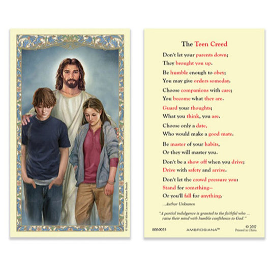 Christ with Teens Laminated Holy Card