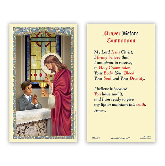 First Communion Boy Laminated Holy Card