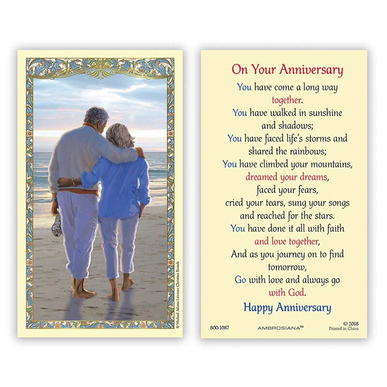 Wedding Anniversary Laminated Holy Card