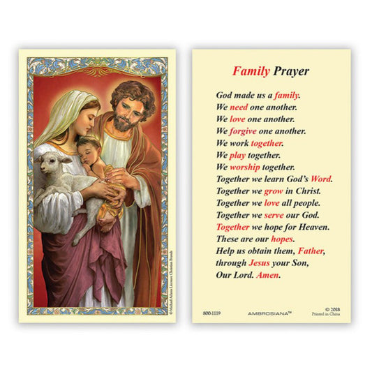 Holy Family Prayer Laminated Holy Card