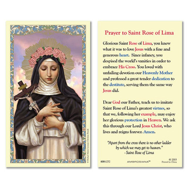 St. Rose of Lima Laminated Holy Card