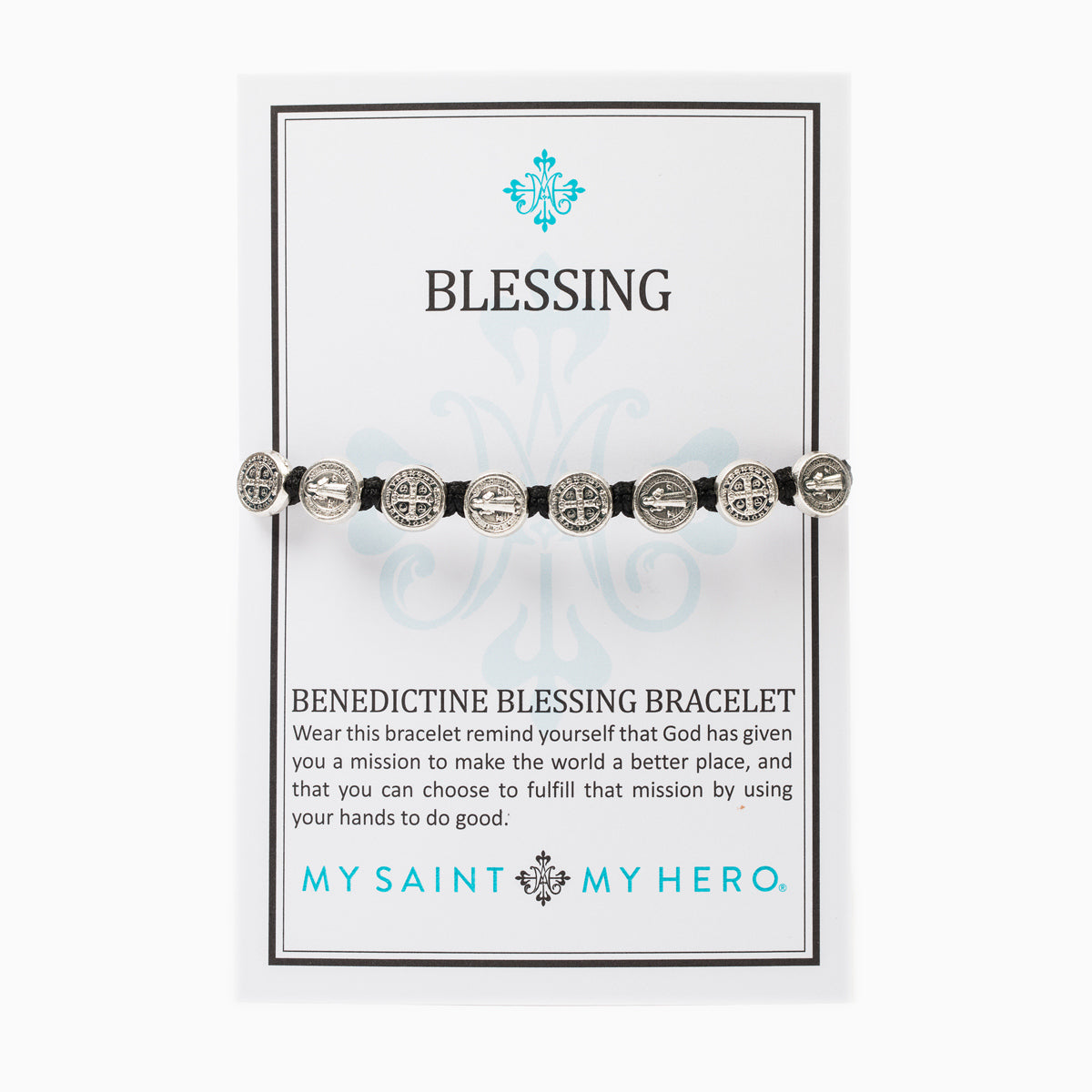 My Saint My Hero - Benedictine Blessing Bracelet (Silver and Black)