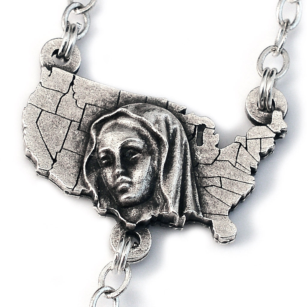 Ghirelli - THE USA ROSARY IN ANTIQUE SILVER WITH 50 STATES BEADS