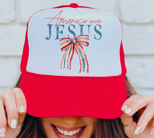 “America Needs Jesus” Trucker Hat