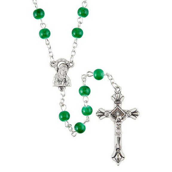 Emerald Marble Bead Rosary