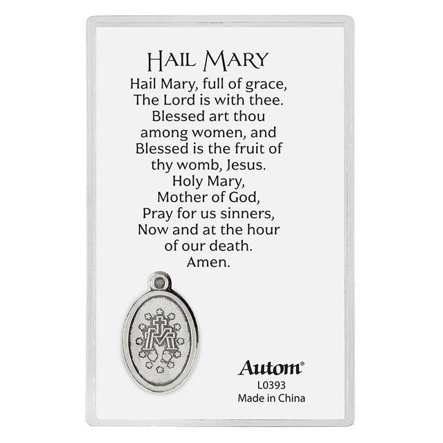 Miraculous Mary Holy Card with Medal