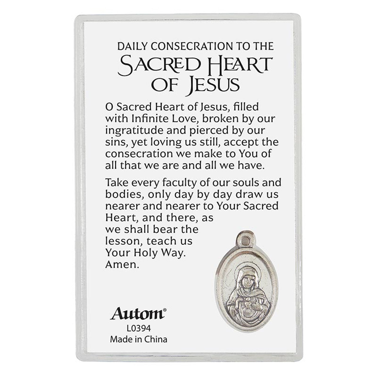 Sacred Heart Holy Card with Medal