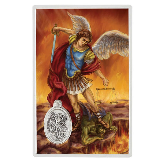 St. Michael Holy Card with Medal