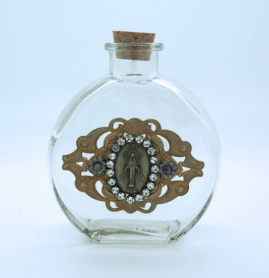 Miraculous Medal w/ Swarovski Crystal Holy Water Bottle