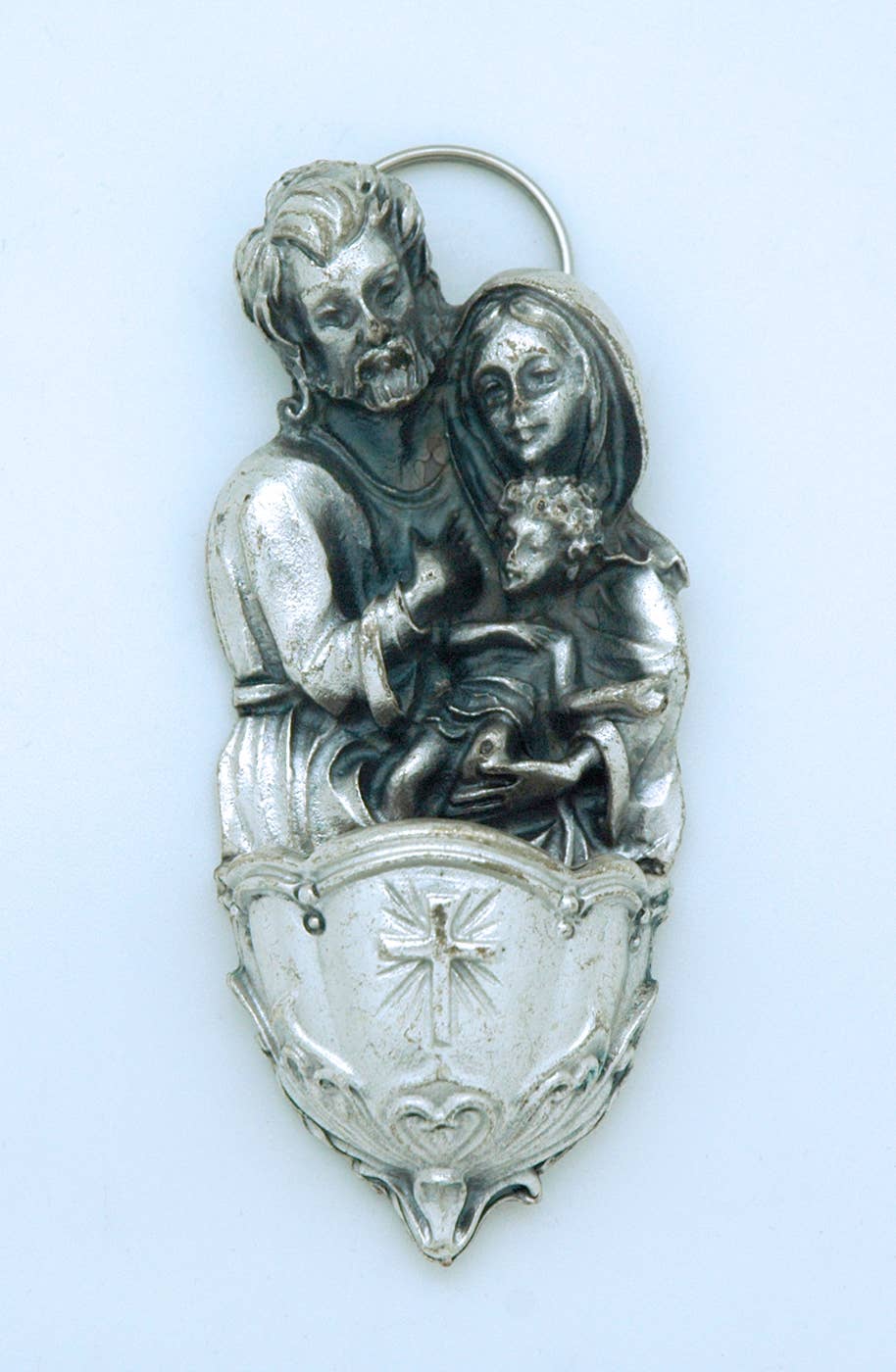 Italian Silver Holy Family Water Font