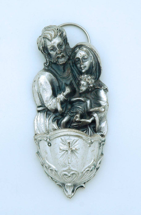 Italian Silver Holy Family Water Font