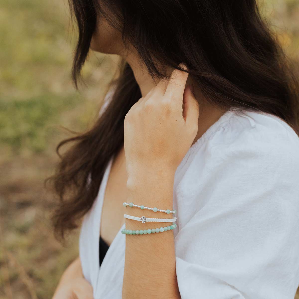 My Saint My Hero - Be Still Prayer Bracelet (Amazonite and Silver)