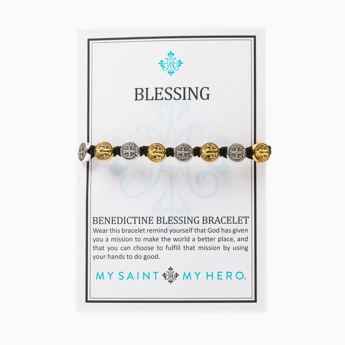 My Saint My Hero - Benedictine Blessing Bracelet - Mixed Medals (Tan)