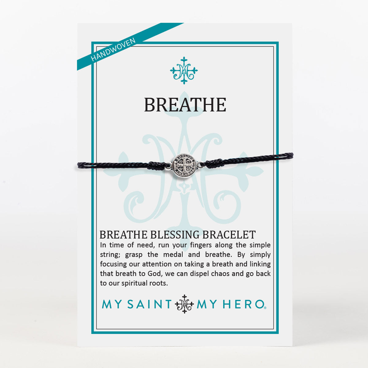 My Saint My Hero - Breathe Blessing Bracelet (Black and Silver)