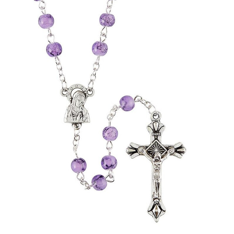 Amethyst Marbled Bead Rosary