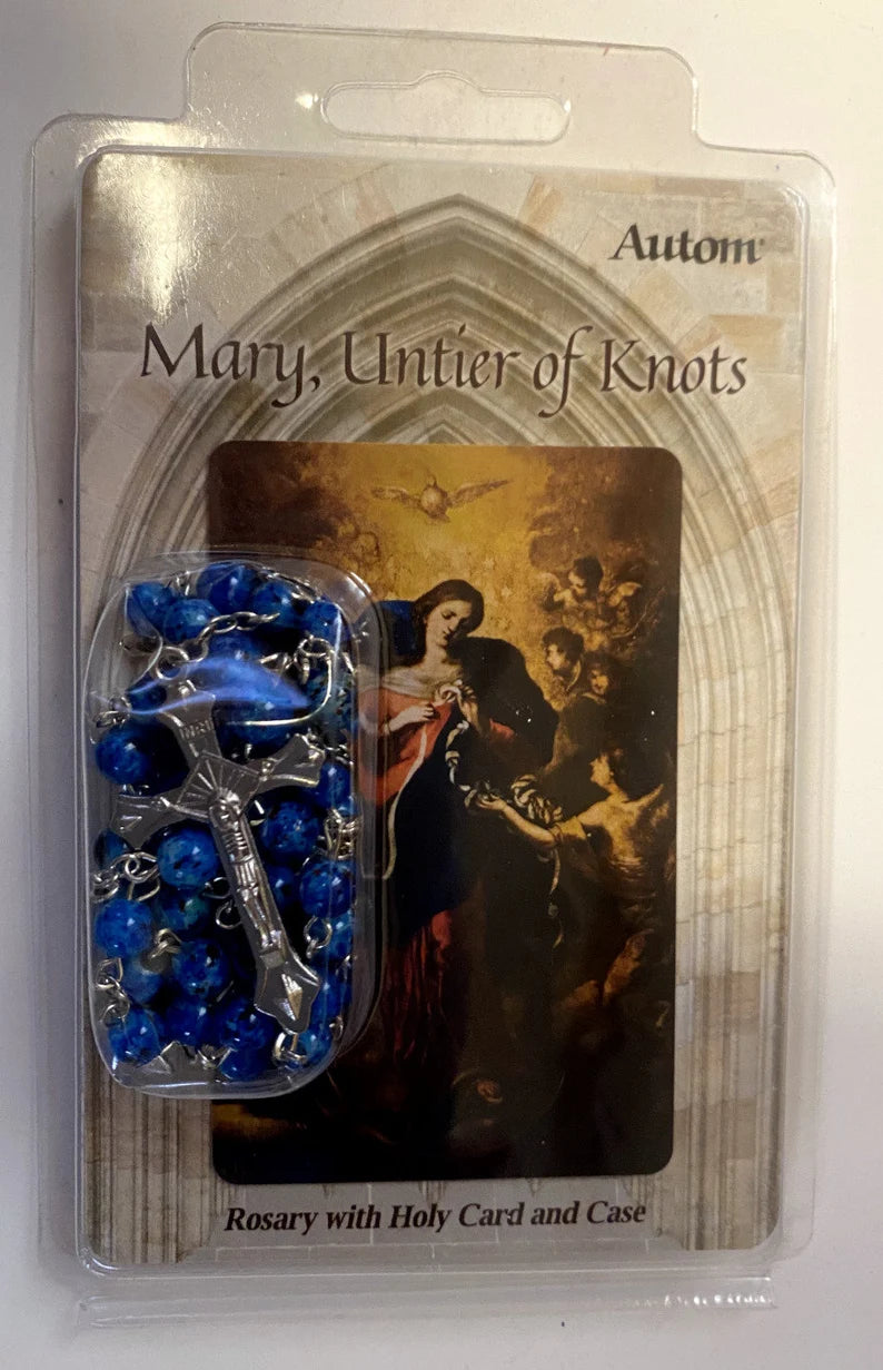 Mary Undoer (Untier) of Knots Rosary, Prayer Card, Rosary & Pouch