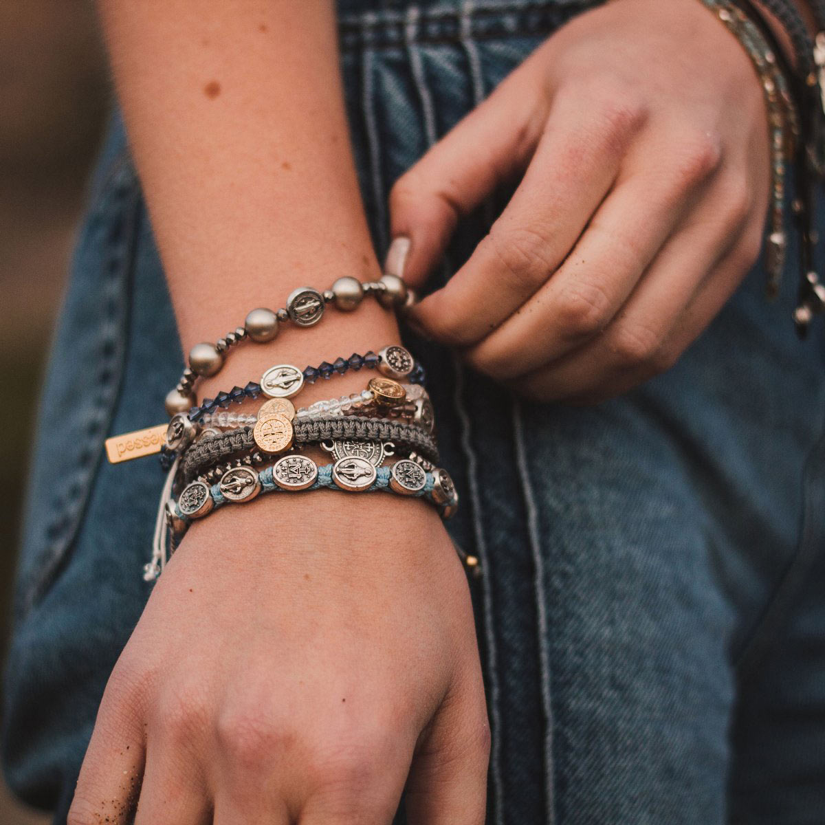 My Saint My Hero - Miraculous Mary Blessing Bracelet (Light Blue and Silver)